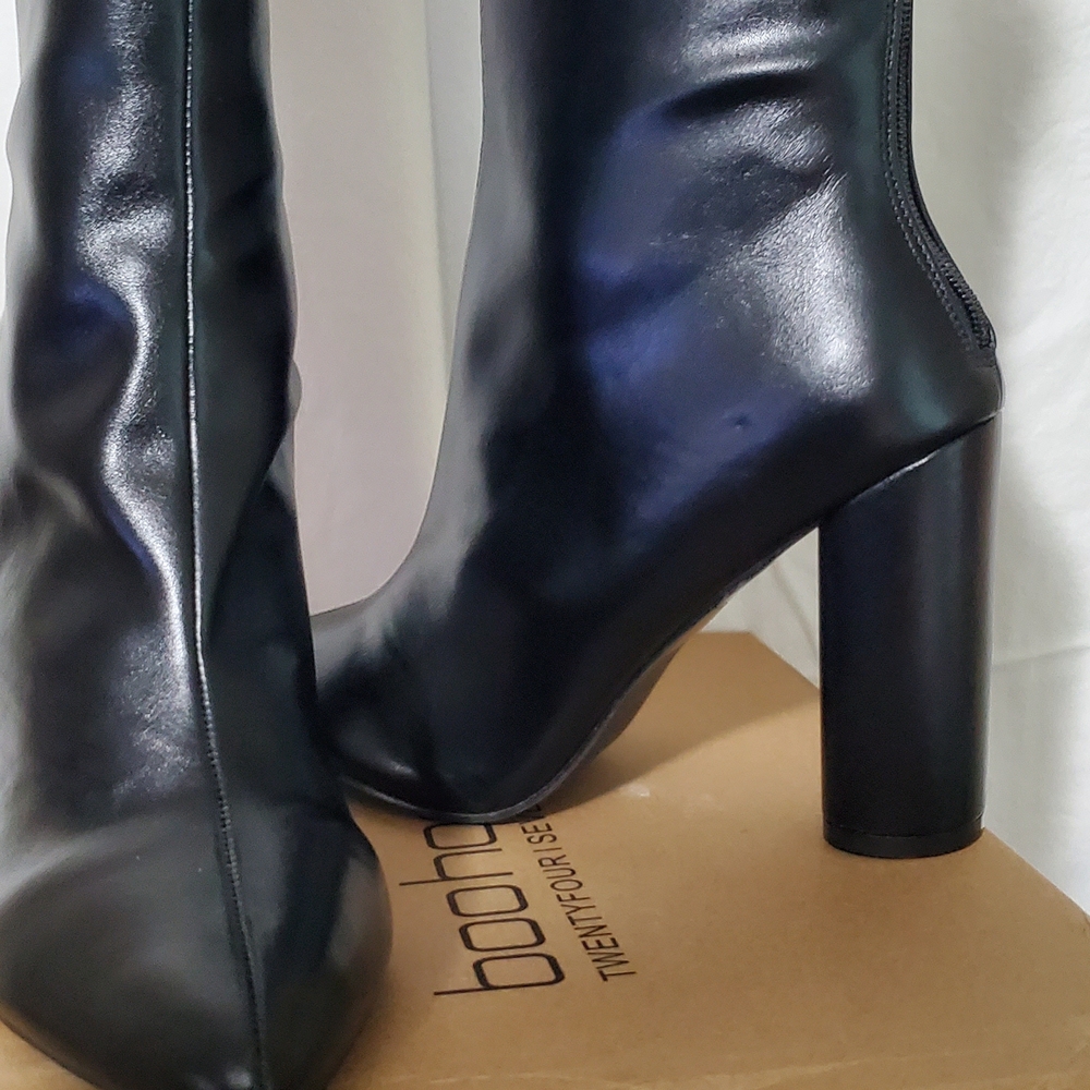 Boohoo Sleek Black Heeled Boots
